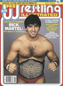 Comme champion de l'AWA, Rick Martel faisait la une des magazines! crédit: PWI