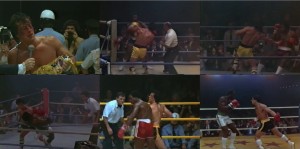 Tel un bon scénario de lutte facile, Rocky plante un paquet de jobbers noirs avant d'affronter Clubber Lang.
