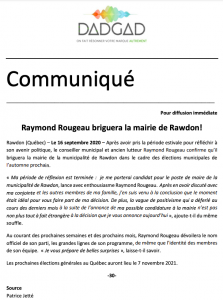 Raymond Rougeau, candidat officiel à la mairie de Rawdon