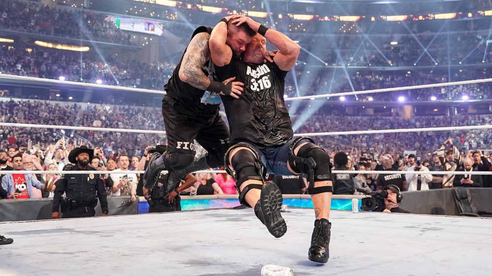 stone cold austin kevin owens wrestlemania 38