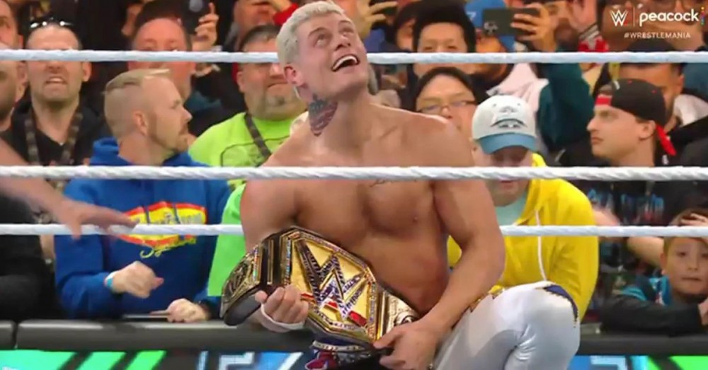 wrestlemania 40 cody rhodes champion universel